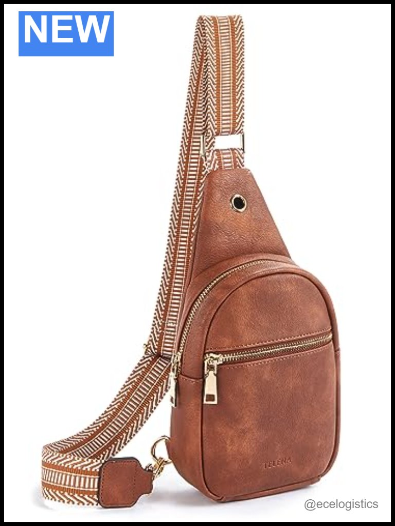 Vintage Faux Leather Crossbody Sling Bag With Adjustable Straps